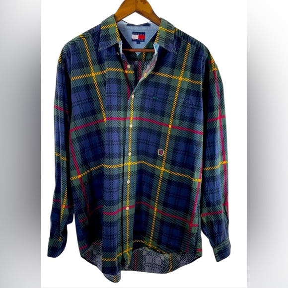 Rare Tommy Hilfiger Men's Multicolor Plaid Shirt Size XL - Picture 1 of 4